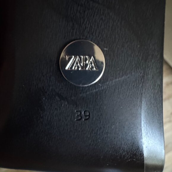 Zara Black Genuine Leather Pointy Toe Inner Zipper Platform Ankle Boots Size 8 - Picture 12 of 13